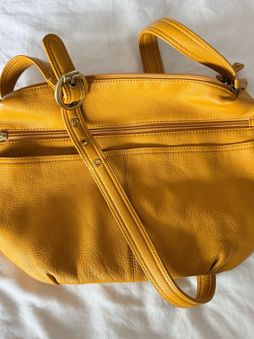 Stone Mountain Accessories Mustard Leather Shoulder Bag with Adjustable Strap
